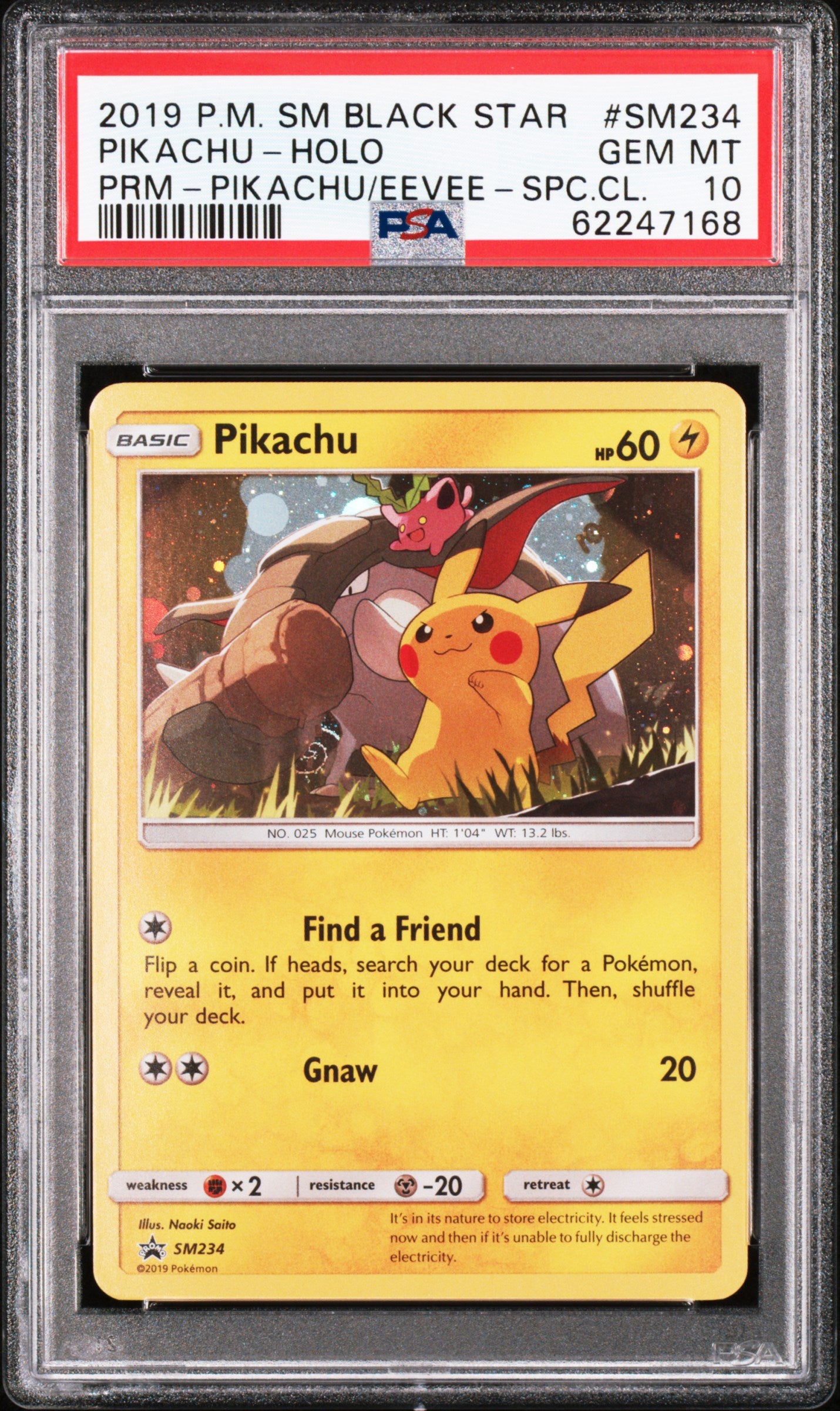 2019 Pokemon Sm Black Star Promo #SM234 Pikachu-Holo Prm-Pikachu PSA 10