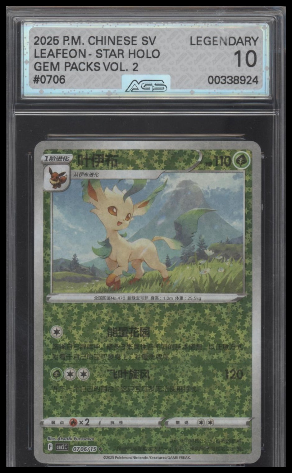 AGS10 Legendary POKEMON Leafeon 0706/15 Chinese Gem Horizons Pack Vol 2 Sparkle Holo